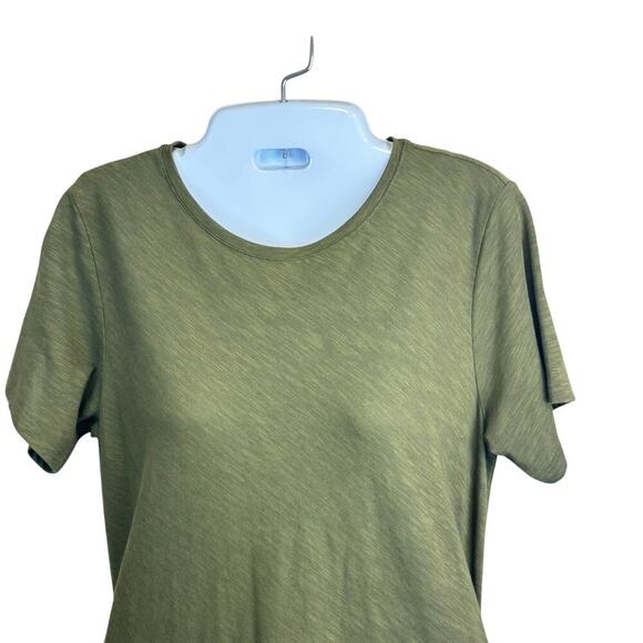 New Theory Vormond Knit Olive Green T-shirt Dress Elastic Tie Waist Women's M - Picture 9 of 13